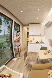  Интерьер с девушкой 